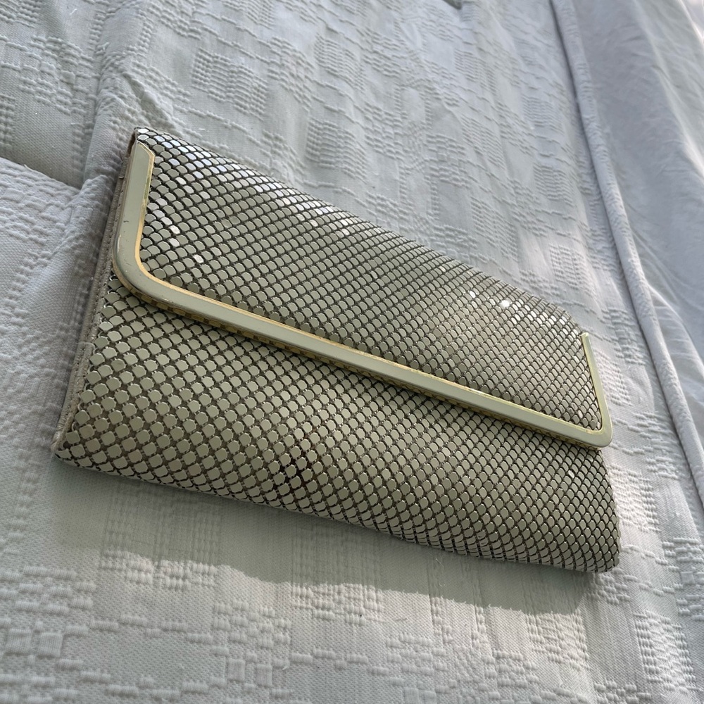 Vintage Cream & Gold Clutch With Chain Strap